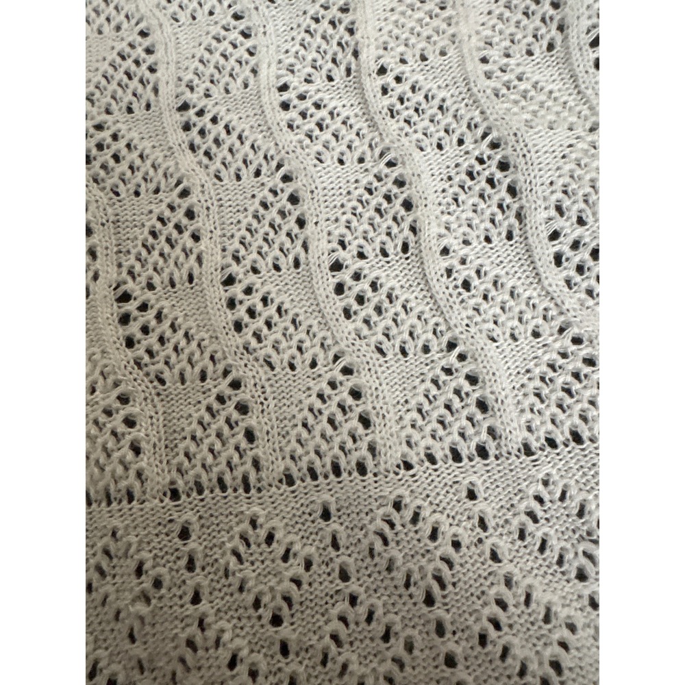 Cottagecore Whimsy Cozy White Pointelle Knit Cardigan Sweater 2X - Picture 5 of 7